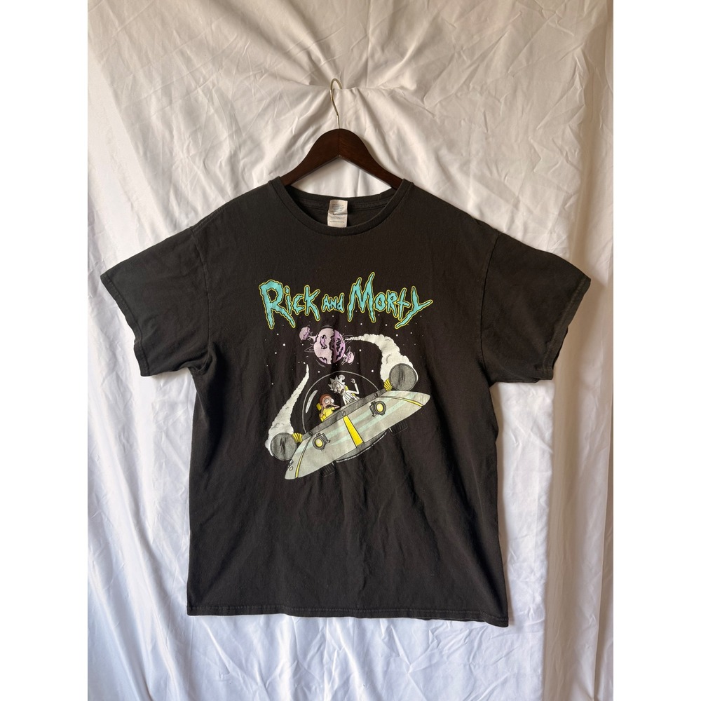 Rick and Morty Space Cruiser Graphic T-Shirt Delta Apparel Black Large AdultSwim